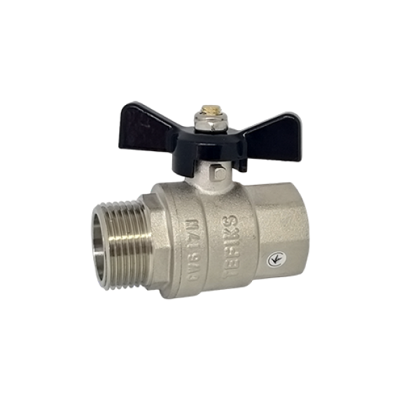 Кран шаровой муфтовый латунный ВНР, бабочка, PN40