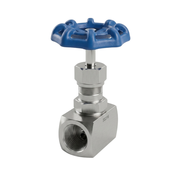 Вентиль игольчатый муфтовый нержавеющий, шток-нж сталь 316, PTFE, Ру140