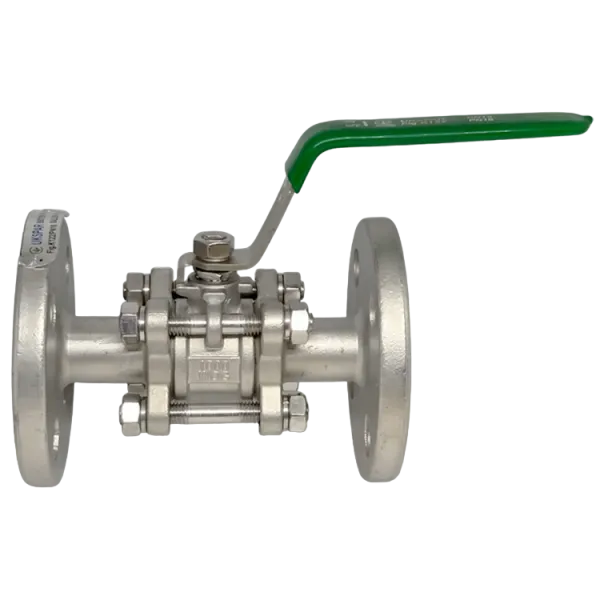 Кран кульовий трискладовий фланцевий нержавіючий PN16, шар-нж сталь 304, PTFE